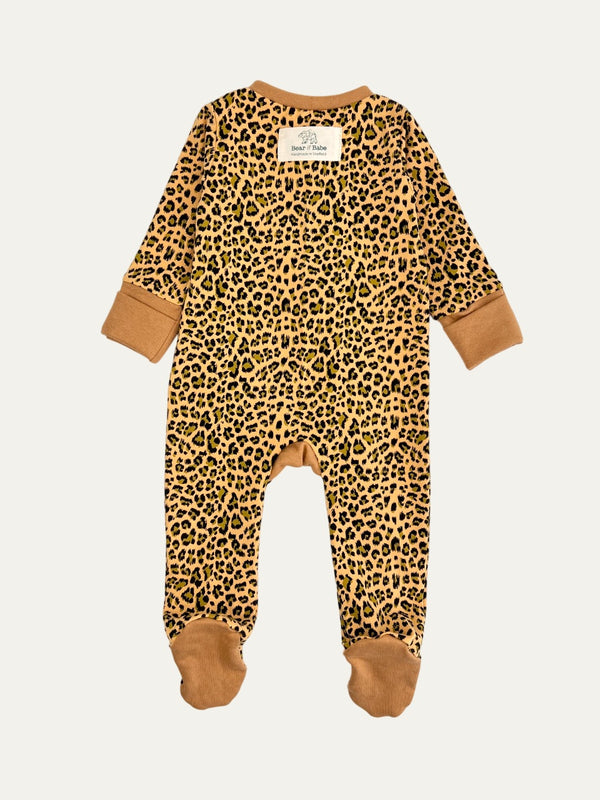 Yellow Leopard Print Baby and Children's Zip Sleepsuit