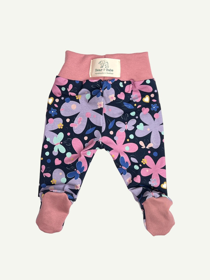 Midnight Luna Floral Baby and Children's Footed Leggings