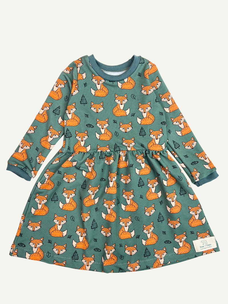 Khaki Green Foxes Baby and Children's Dress