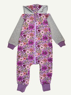 Purple Bloom Baby and Children's Hooded Romper