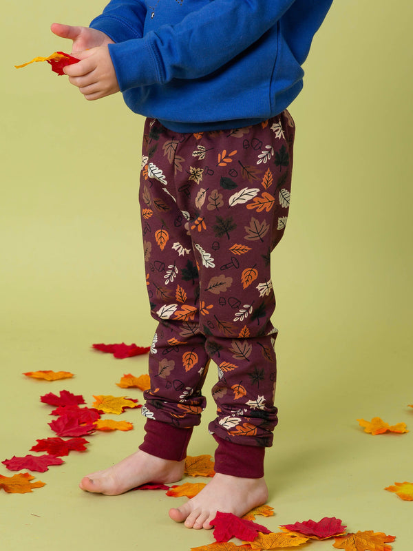 Burgundy Leaves Baby and Children's Leggings