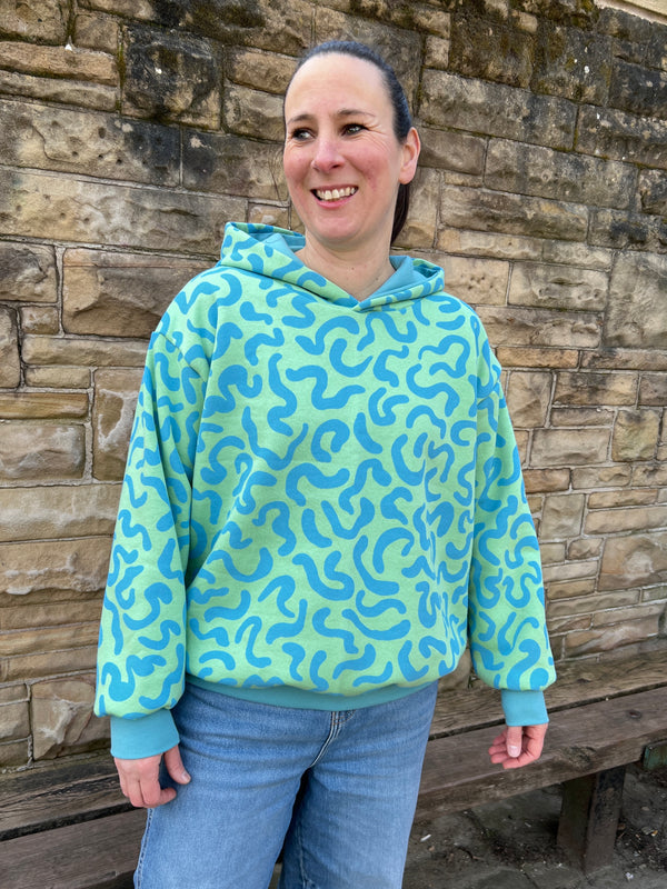 Green Squiggles Adult Hoodie