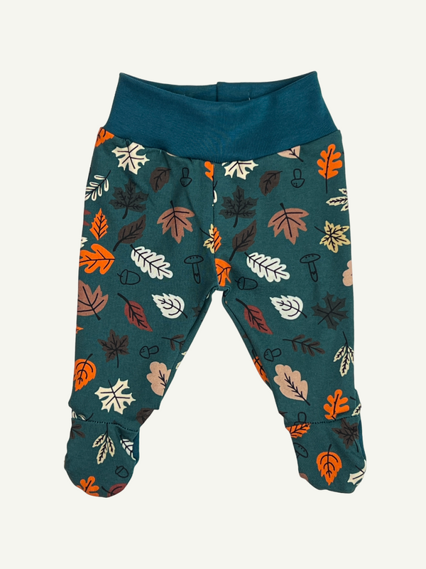 Green Autumn Leaves Baby and Children's Footed Leggings