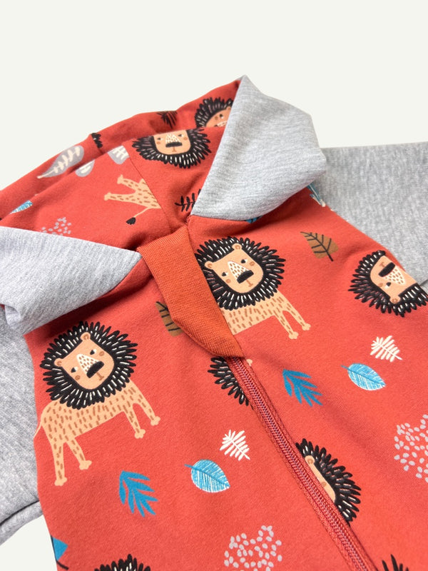 Rust Lions Baby and Children's Hooded Romper