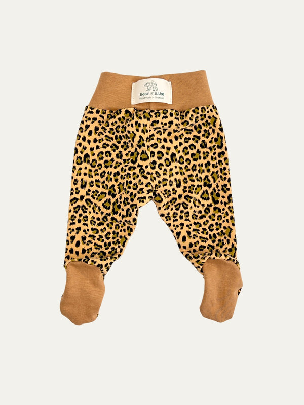 Yellow Leopard Print Baby and Children's Footed Leggings