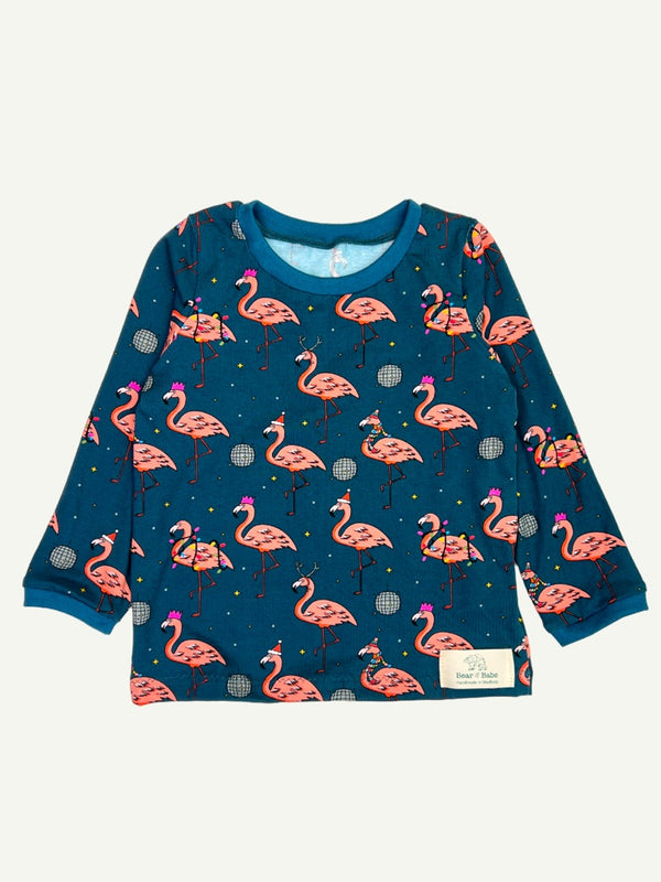 Flamingo Christmas Disco Baby and Children's Long Sleeved Tee