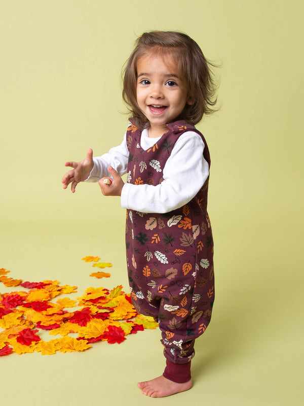 Burgundy Autumn Leaves Baby and Children's Romper