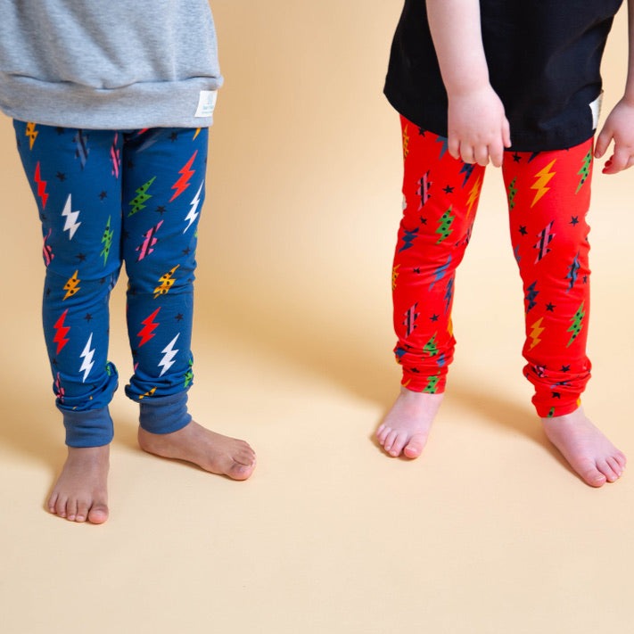 Navy Lightning Bolts Baby and Children's Leggings Outlet