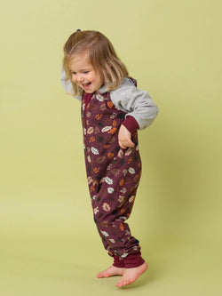 Burgundy Autumn Leaves Baby and Children's Hooded Romper