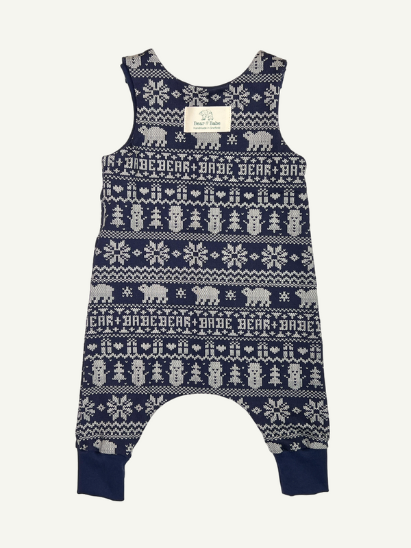 Navy Bear & Babe Fair Isle Baby and Children's Romper