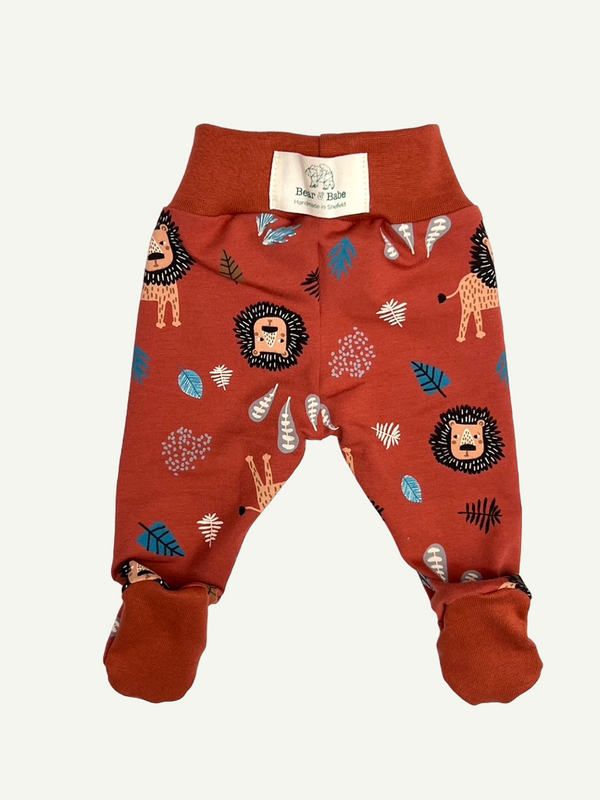 Rust Lions Baby and Children's Footed Leggings