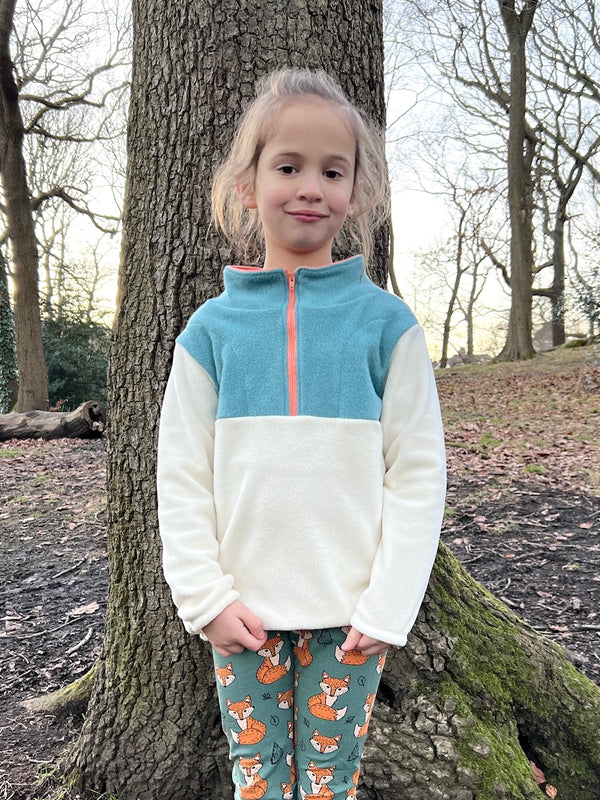 Aqua & Cream Toddler and Children's 1/2 Zip Fleece