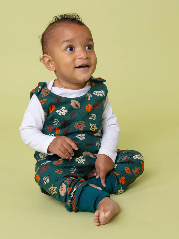 Green Autumn Leaves Baby and Children's Romper