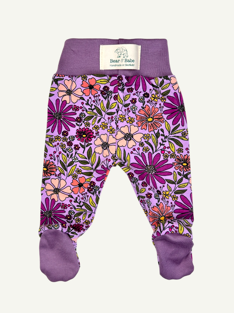 Purple Bloom Baby and Children's Footed Leggings