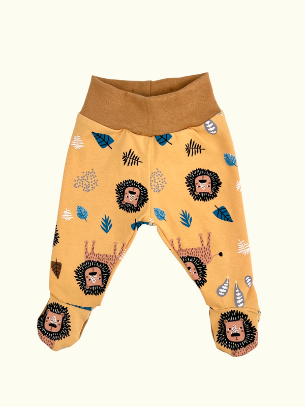 Yellow Lions Baby and Children's Footed Leggings