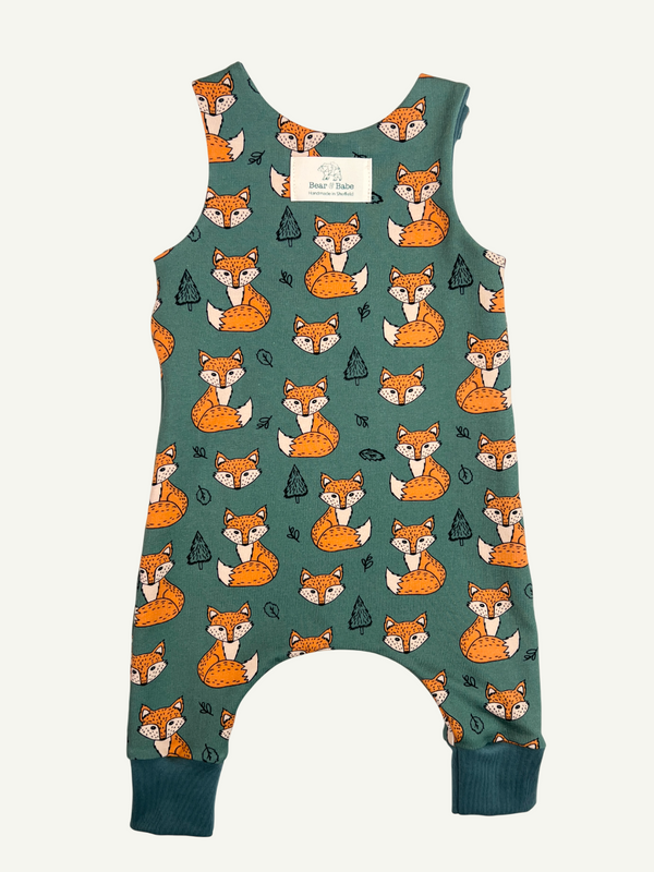 Khaki Green Foxes Baby and Children's Romper