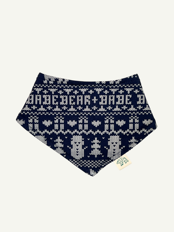 Navy Bear & Babe Fair Isle Baby and Children's Bib