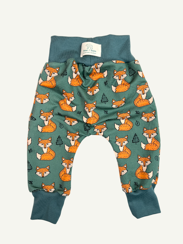 Khaki Green Foxes Baby and Children's Harem Pants