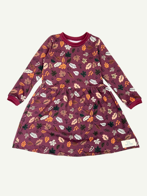 Burgundy Autumn Leaves Baby and Children's Dress