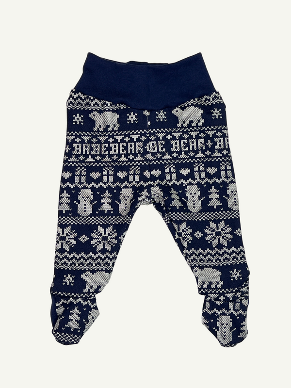 Navy Bear & Babe Fair Isle Baby and Children's Footed Leggings