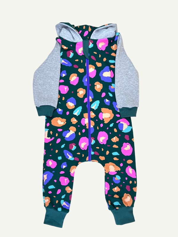 Retro Leopard Print Baby and Children's Hooded Romper