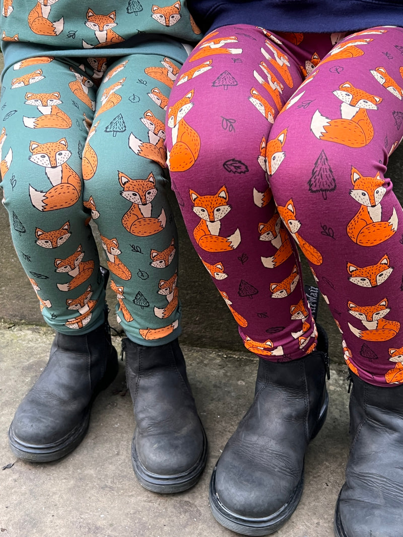 Khaki Green Foxes Baby and Children's Leggings