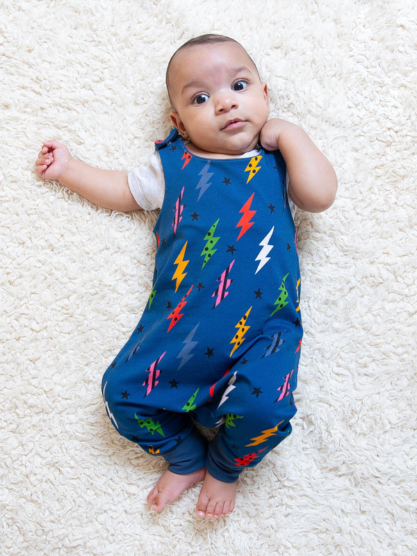 Navy Lightning Bolts Baby and Children's Romper