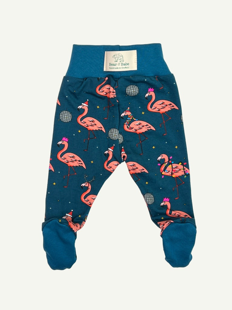 Flamingo Christmas Disco Baby and Children's Footed Leggings