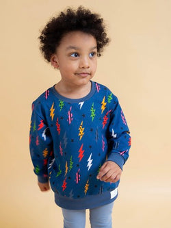 Navy Lightning Bolts Baby and Children's Sweater