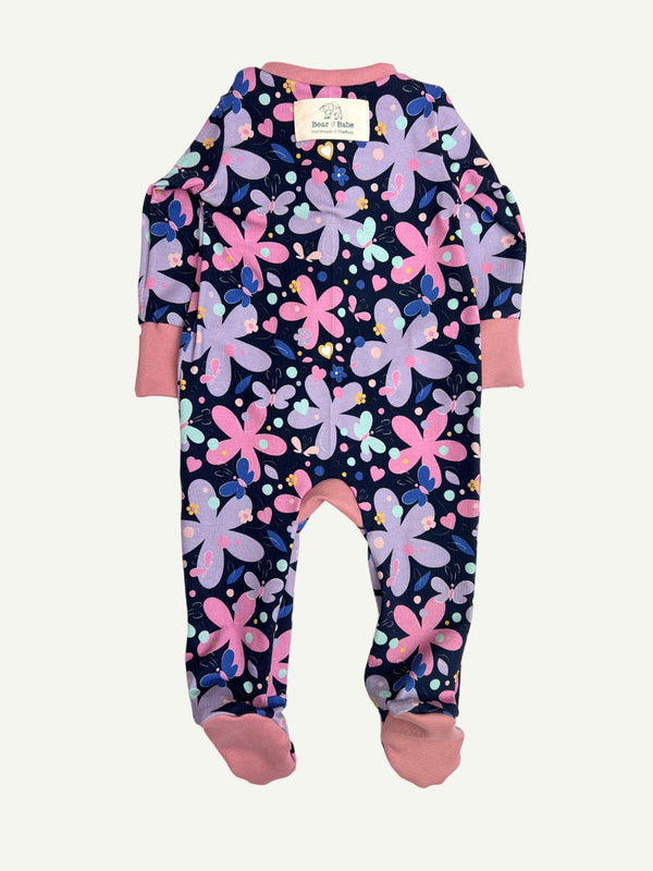 Midnight Luna Floral Baby and Children's Zip Sleepsuit