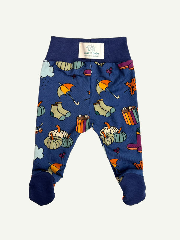 Blue Autumn Days Baby and Children's Footed Leggings