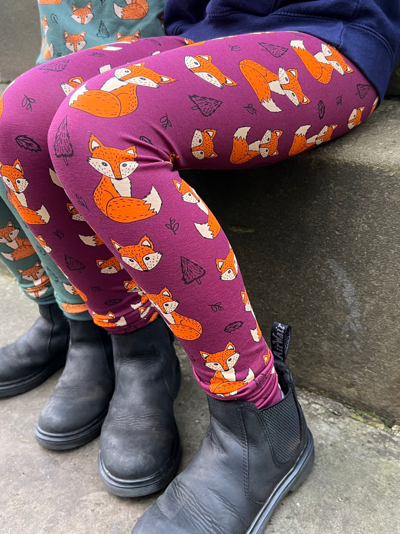 Burgundy Foxes Baby and Children's Leggings