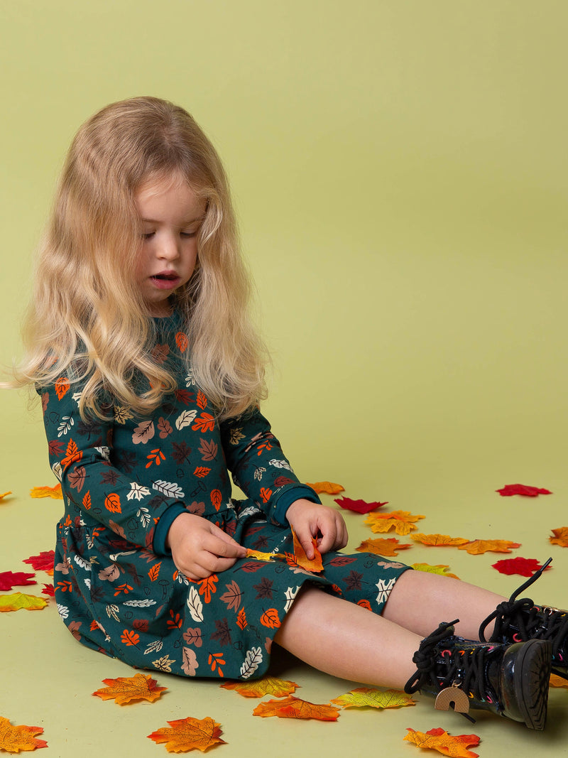 Green Autumn Leaves Baby and Children's Dress