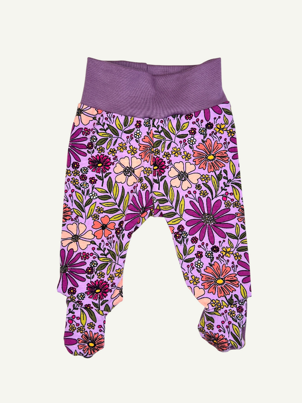 Purple Bloom Baby and Children's Footed Leggings