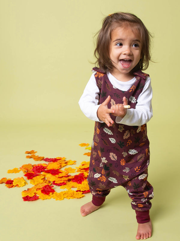 Burgundy Autumn Leaves Baby and Children's Romper