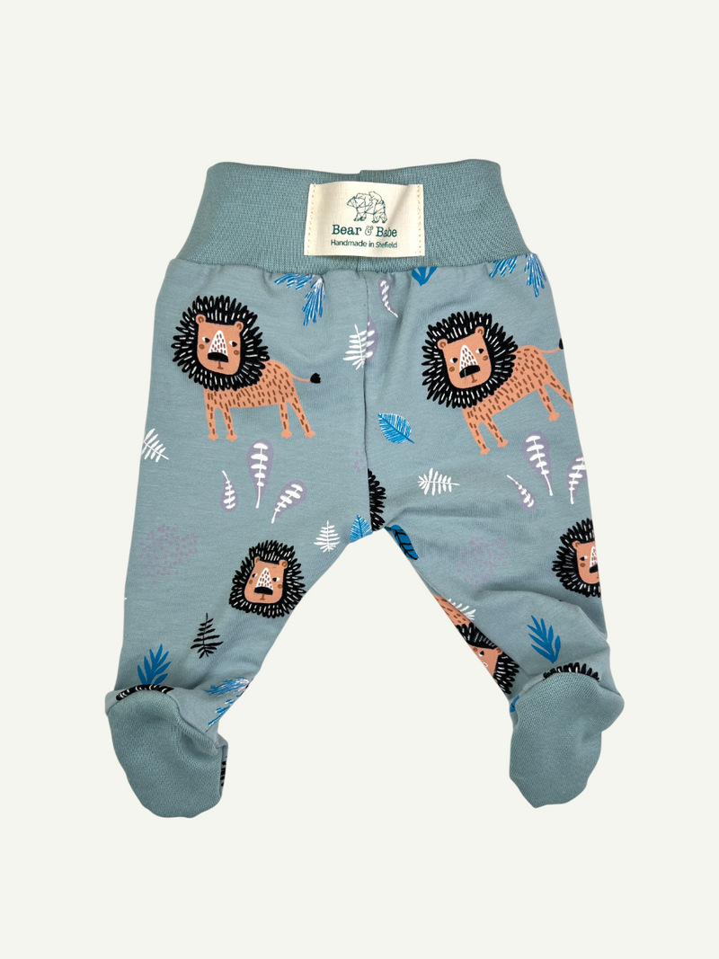 Mint Lions Baby and Children's Footed Leggings