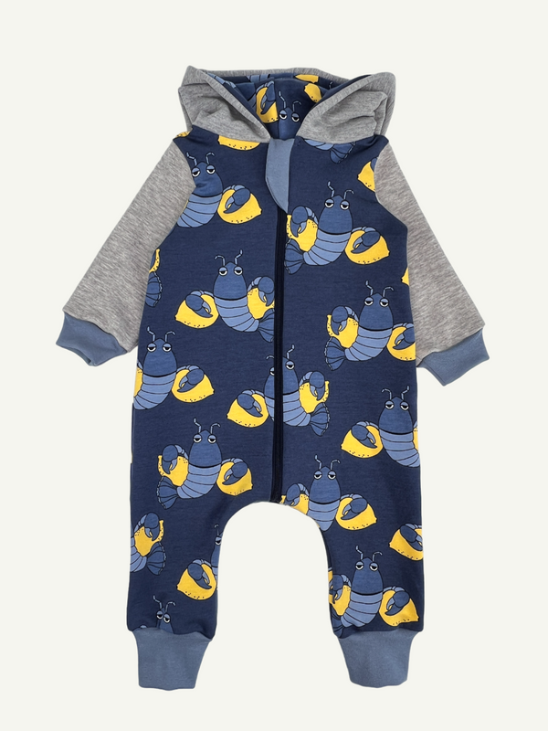 Navy Shelldon Baby and Children's Hooded Romper