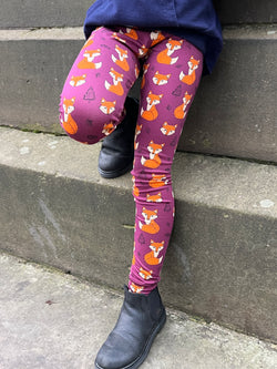 Burgundy Foxes Baby and Children's Leggings