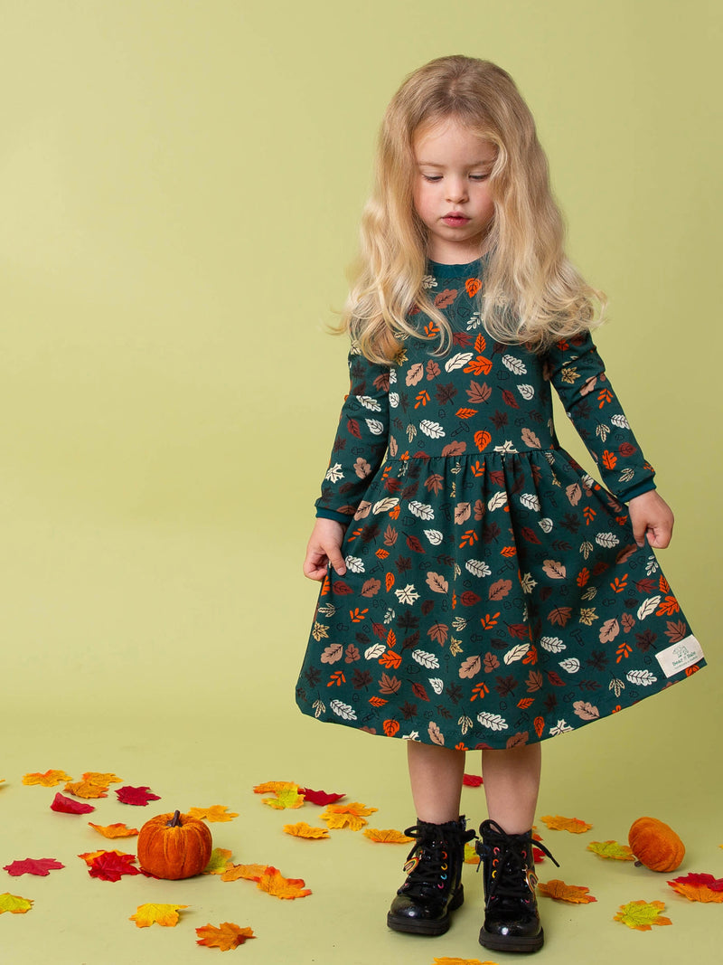 Green Autumn Leaves Baby and Children's Dress