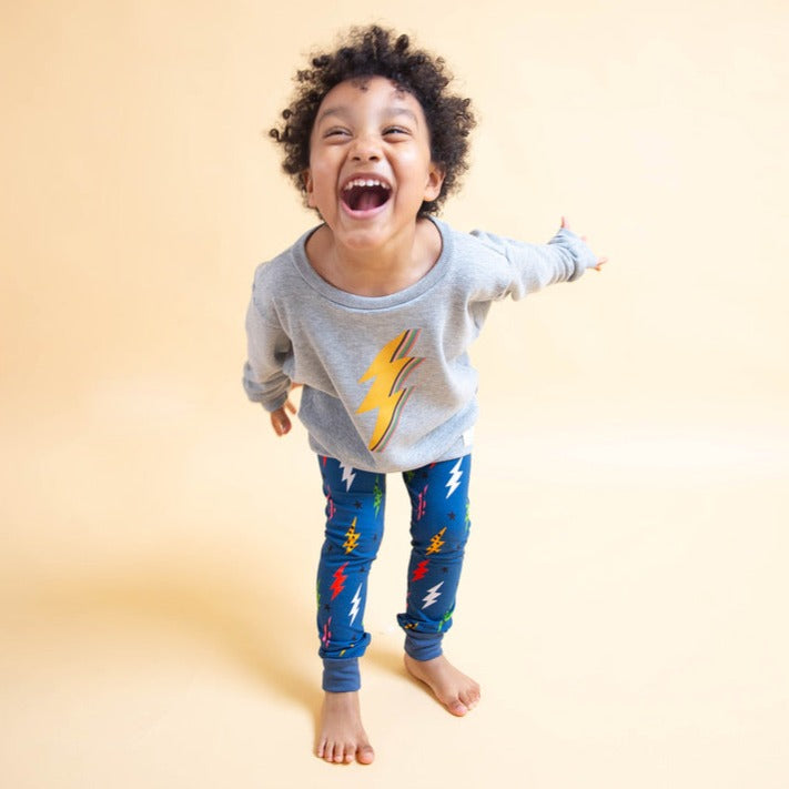 Navy Lightning Bolts Baby and Children's Leggings Outlet