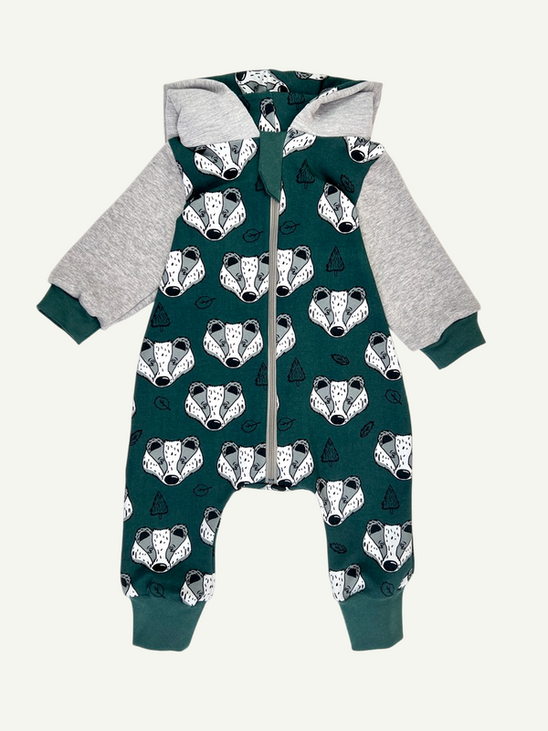 Green Badgers Baby and Children's Hooded Romper