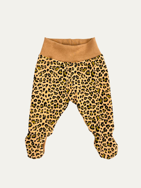 Yellow Leopard Print Baby and Children's Footed Leggings