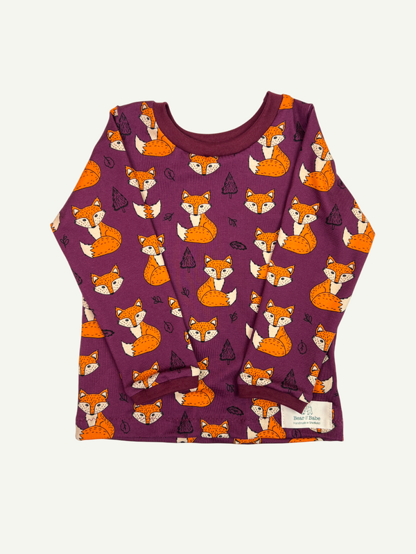 Burgundy Foxes Baby and Children's Long Sleeved Tee