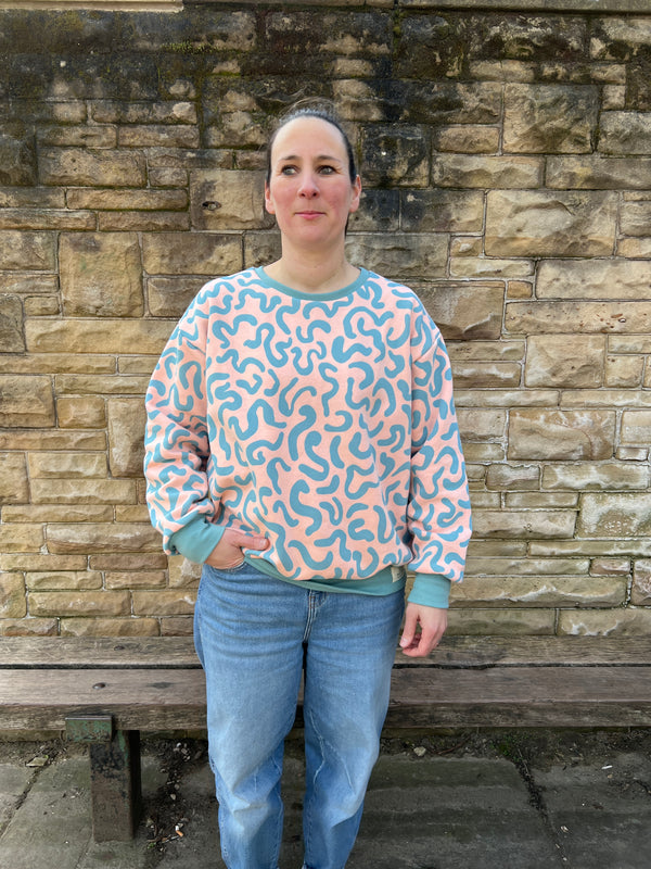 Pink Squiggles Adult Sweater