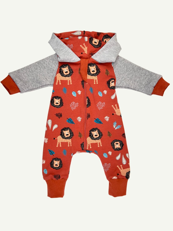 Rust Lions Baby and Children's Hooded Romper