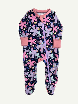 Midnight Luna Floral Baby and Children's Zip Sleepsuit