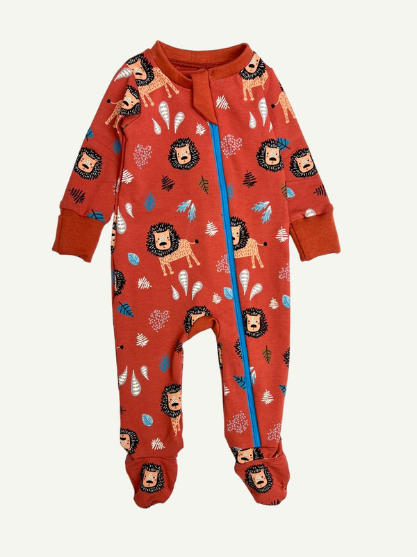 Rust Lions Baby and Children's Zip Sleepsuit