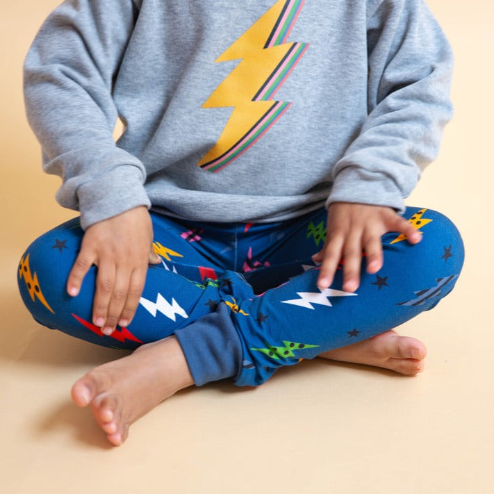 Navy Lightning Bolts Baby and Children's Leggings Outlet