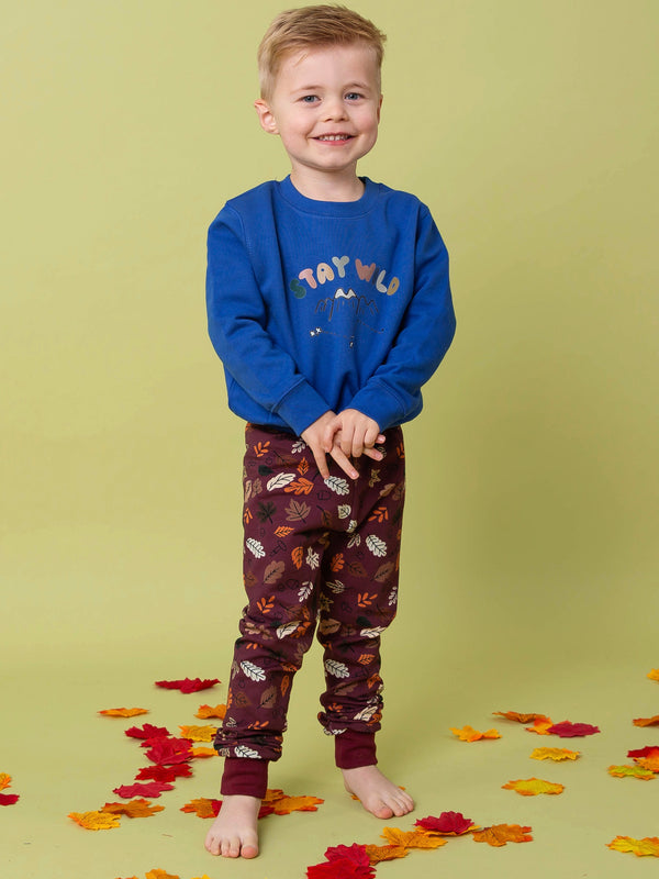 Burgundy Leaves Baby and Children's Leggings