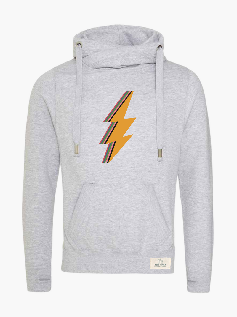 Grey Lightning Bolt Adult Cowl Hoodie